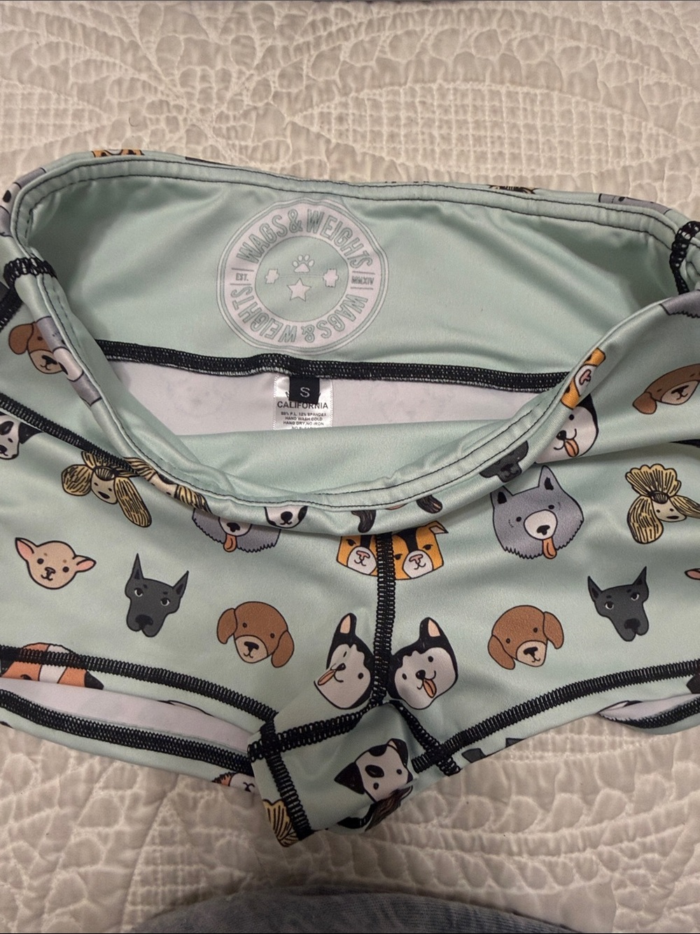 Women’s Athletic Shorts - Mint with Dog Print